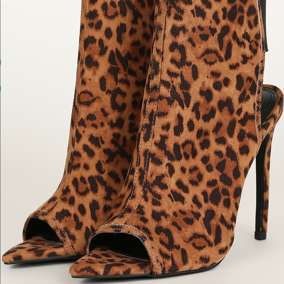 Leopard Peep Toe Stiletto Bootie - Picture 4 of 4